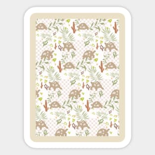 Cute Galapagos Tortoise with Cactus Fruits Save The Environment Wildlife Tortoise Pattern Sticker